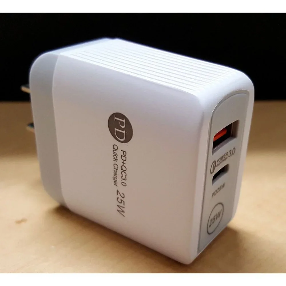 Fast PD Wall Charger Dual Port QC 3.0 USB Type C and USB A Ports